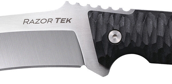 Cold Steel CSFX5RZR Razor Tek EDC 5″ Fixed Clip Point Plain Satin 4116 Krupp SS Blade, 4.63″ Black Textured