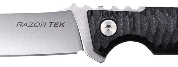 Cold Steel CSFX4RZR Razor Tek EDC 4″ Fixed Clip Point Plain Satin 4116 Krupp SS Blade, 4″ Black Textured