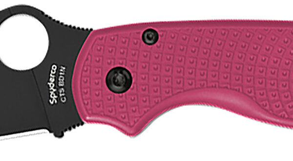 Spyderco C223PPNBK Para 3 Lightweight Breast Cancer EDC 2.93″ Folding Plain Black DLC BD1N SS Blade, Pink Textured FRN Handle