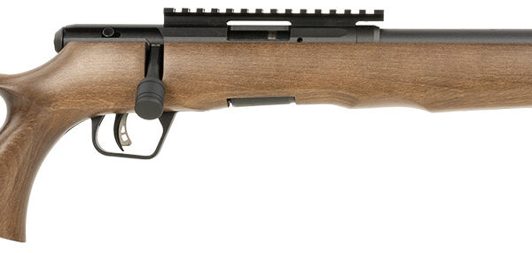 Savage Arms 70817 B Series Timber 17 HMR 10+1 18″ Matte Black Threaded Barrel, Matte Black Picatinny Rail Steel Receiver, Woodgrain Fixed Thumbhole Stock