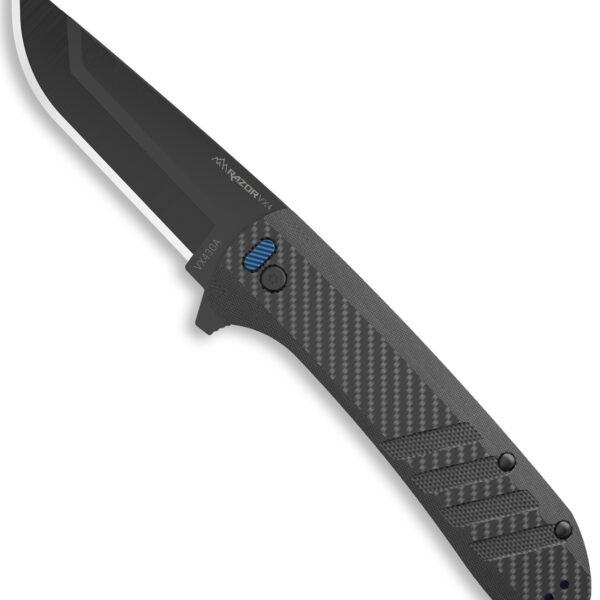Outdoor Edge VX430A Razor VX4 EDC 3″ Folding Drop Point Plain Black Oxide 420J2 SS Blade, Black Textured Carbon Fiber/G10 Handle