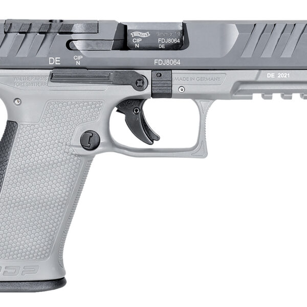 Walther Arms 2858371NP3 PDP Full Size Frame 9mm Luger 18+1 4.50″ Stainless Polygonal Rifled Barrel, Optic Ready/Serrated Steel Slide, Gray Polymer Frame w/Picatinny Rail Ambidextrous
