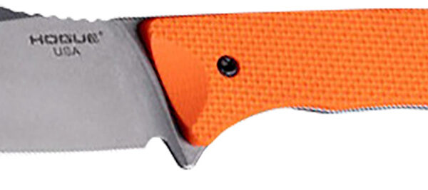 Hogue 35860 Extrak  3.30″ Fixed Clip Point Plain Stone Tumbled CPM M4 Tool Steel Blade, Blaze Orange Textured G10 Scales Handle