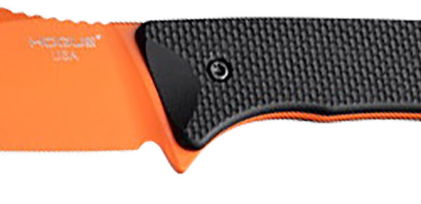 Hogue 35864 Extrak  3.30″ Fixed Clip Point Plain Blaze Orange Cerakote CPM M4 Tool Steel Blade, Black Textured G10 Scales Handle