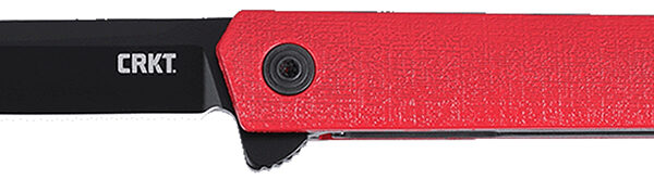 CRKT 7097RK CEO Flipper EDC 3.35″ Folding Plain Black EDP AUS-8A SS Blade, Red GRN Handle