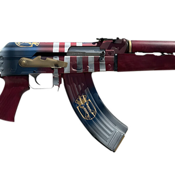 Zastava Arms Usa ZR7762AMS ZPAP M70 Limited Edition 7.62x39mm 30+1 16.30″ 24K Gold Plated Barrel, Red/White/Blue 1.5mm Bulged Trunnion Receiver, Serbian Red Wood Furniture