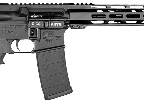 Diamondback DB175AK003 DB15  5.56 NATO 30+1 Black Nitride Black Hardcoat Anodize Aluminum Receiver, 12″ M-LOK Handguard, Black A2 Grip