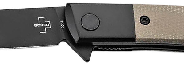Boker 01BO931  Modern Gentleman 2.95″ Plain Black Nitro-V Blade Green Micarta Handle