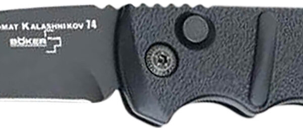 Boker 01KALS101  Kalashnikov 3.35″ Tanto Plain Black D2 Steel Blade Aluminum Handle