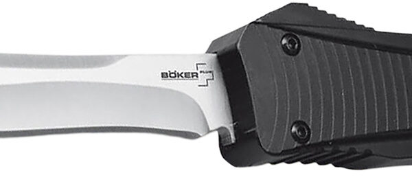 Boker 06EX243   3.35″ Plain D2 Steel Blade Black Aluminum Handle