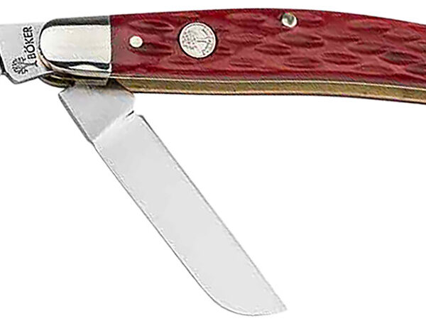 Boker 110855 Stockman Traditional Medium Clip Point/Sheepsfoot/Spey Plain D2 Steel Blade Red Jigged Bone Handle