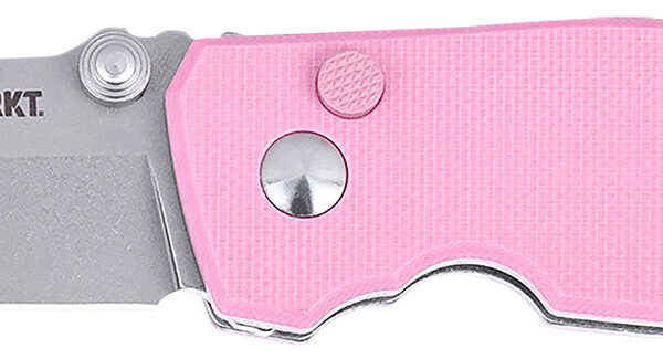 CRKT 2474P SQUID  EDC 2.27″ Folding Plain Stonewashed D2 Steel Blade, Pink G10 Handle