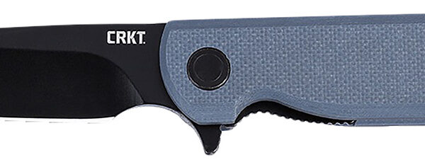 CRKT 3801KN LCK +  3.38″ Folding Plain Black Oxide 14C28N Steel Blade, Gray Textured G10 Handle