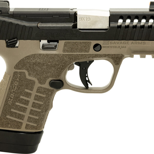 Savage Arms 67065 Stance XR 9mm 13+1 3.20″ Natural Black Nitride Ported Stainless Steel Slide FDE Glass Filled Nylon Grip Ambidextrous