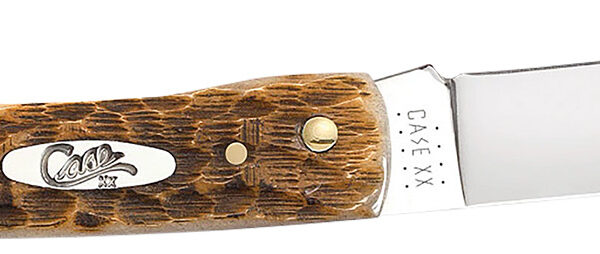 Case 00245 Sod Buster Jr. Plain Peach Seed Jigged Amber Bone Handle