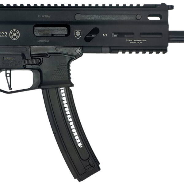 Grand Power 8588005808606 TR22 Stribog 22 LR 25+1 10″ Black Threaded Barrel, Black Hardcoat Anodize Receiver w/Picatinny Rail, Black Polymer Grip, Ambidextrous