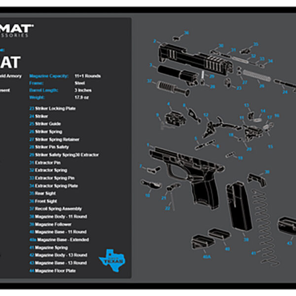 TekMat TEKR17HELLCATBLU Springfield Armory Hellcat Cleaning Mat Black/Blue/White Rubber 11″x17″ Springfield Hellcat Parts Diagram