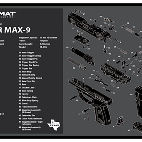 TekMat TEKR17RUGERMAX9 Ruger Max 9 Cleaning Mat Black/White Rubber 11″x17″ Ruger Max 9 Parts Diagram