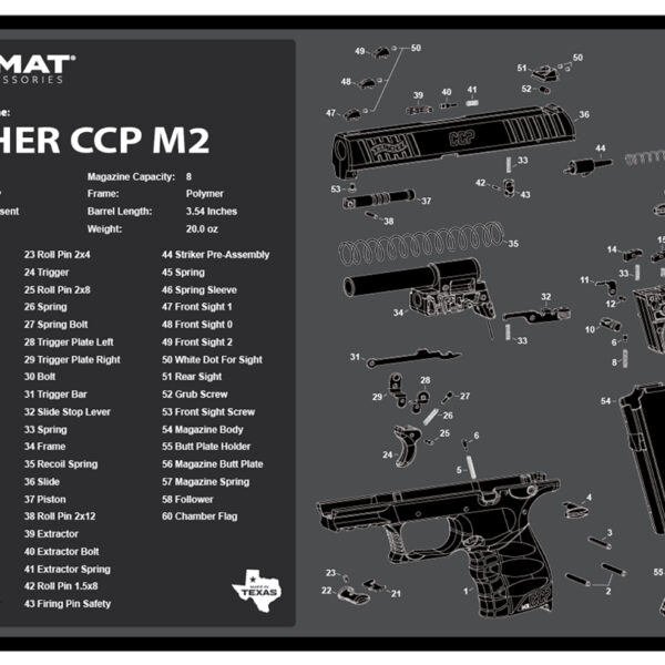 TekMat TEKR17WALCCPM2 Walther CCP M2 Cleaning Mat Black/White Rubber 11″x17″ Walther CCP M2 Parts Diagram