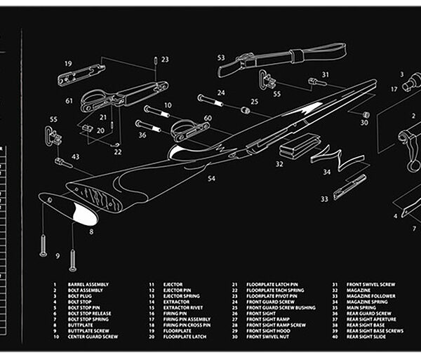 TekMat TEKR36REM700 Remington 700 Cleaning Mat Black/White Rubber 12″x36″ Remington 700 Parts Diagram