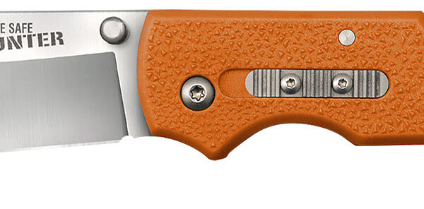 Cold Steel CS23JBZ Double Safe Hunter 3.50″ Folding Clip Point Plain Satin 8Cr13MoV SS Blade, 4.88″ Blaze Orange Textured GFN Handle