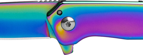 Kershaw 1365RBW Misdirect  3″ Folding Reverse Tanto Plain Polished Rainbow PVD 4Cr14 Blade, Polished Rainbow PVD Stainless Steel Handle