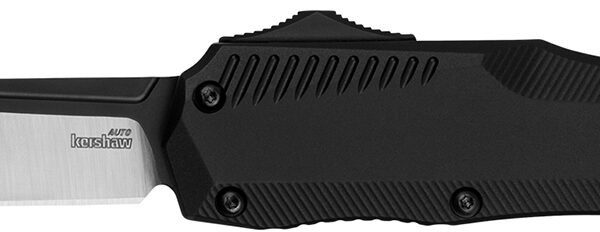 Kershaw 9000R Livewire  Automatic 3.30″ OTF Reverse Tanto Plain Black PVD Flats/Satin Grinds CPM MagnaCut Steel Blade, Black Anodized Aluminum Handle