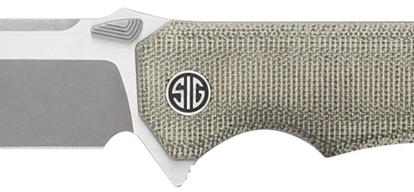 Sig Sauer Knives VA9GT Validus  3.78″ Folding Modified Tanto Plain Dark Acid Stonewash/Satin M390 Steel Blade, 4.76″ Green Canvas Micarta Handle