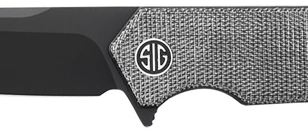 Sig Sauer Knives TS8BB Tsuru  3.30″ Folding Tanto Plain Black PVD 154CM SS Blade, 4.20″ Salt & Pepper Micarta Handle