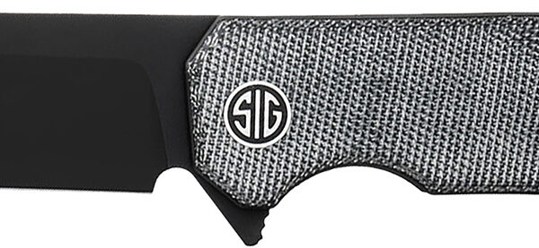 Sig Sauer Knives KA8BB Karak  3.25″ Folding Wharncliffe Plain Black PVD Nitro-V Blade, 4″ Salt & Pepper Micarta Handle
