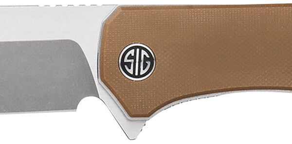 Sig Sauer Knives XI SBRN Xiphos  3.40″ Folding Modified Tanto Plain Dark Acid Stonewash/Satin Nitro-V Blade, 4.20″ Coyote Brown G10 Handle
