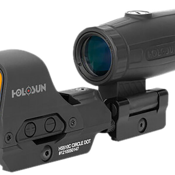 Holosun HE510C-GR/HM3X Black 1x/3x 0.91×1.26″ 2 MOA/65 MOA 2 MOA Green Dot/65 MOA Green Circle Reticle