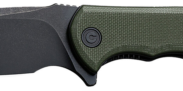 Civivi Knives C18026C-1 Praxis Mini 2.98″ Folding Drop Point Plain Black Stonewashed D2 Steel Blade, OD Green Textured G10 Handle