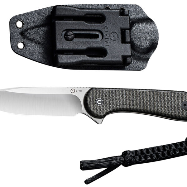 Civivi Knives C2105B Elementum 3.98″ Fixed Plain Satin D2 Steel Blade, 4.50″ Dark Green Micarta Handle