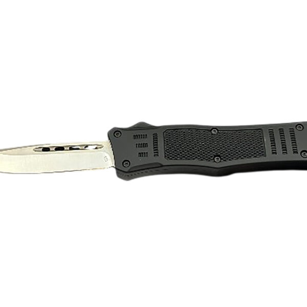 Steel River Knives MT618BULDP MT618 Ultralight 3.25″ OTF Drop Point Plain Polished D2 Steel Blade, 4.25″ Black Aluminum Handle