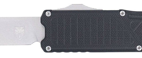 CobraTec Knives CTRNGBLKDNS Ranger  3.25″ OTF Plain Stonewashed D2 Steel Blade, 4.75″ Black Textured G10 Scales Handle