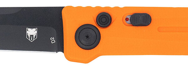 CobraTec Knives CTIFRORG Inferno  3.50″ OTF Tanto Plain Black TiCN D2 Steel Blade, 4.75″ Blaze Orange Textured Handle