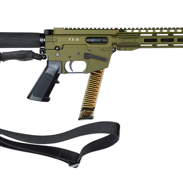FREEDOM ORDNANCE FX9P10T-ODG FX9  9mm Luger 31+1 10″ Black Nitride Stainless Steel Barrel, M-LOK Handguard, Black Anodized Aluminum Picatinny Rail Receiver, OD Green Pistol Tube, AR15 Grip, Right Hand