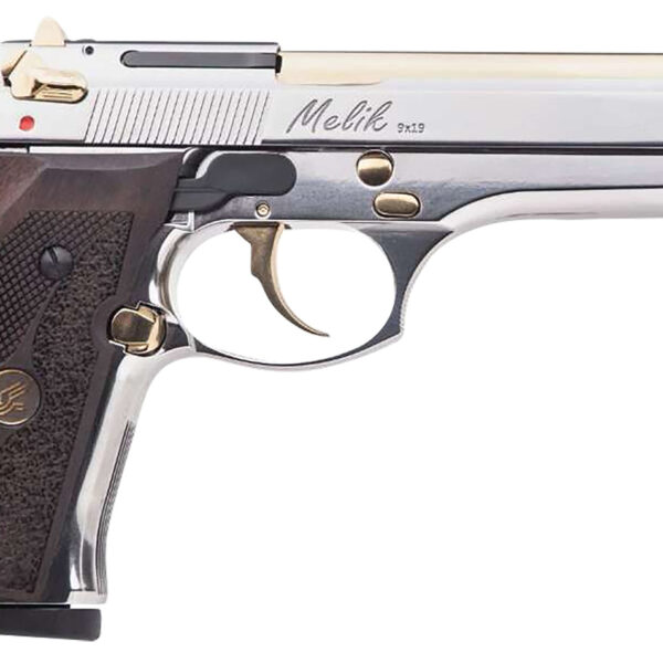 Derya Firearms MELIK9.NG.TR Melik  9mm Luger 17+1 4.90″ Gold TiN Steel Barrel, Black Melonite Serrated Steel Slide,  Black Aluminum Frame, Black Polymer Grip