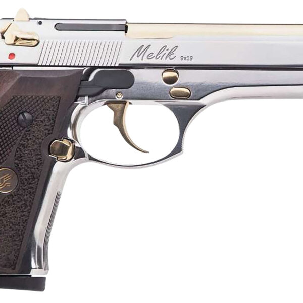 Derya Firearms 10L.MELIK9.NG.TR Melik  9mm Luger 10+1 4.90″ Gold TiN Steel Barrel, Black Melonite Serrated Steel Slide,  Black Aluminum Frame, Black Polymer Grip