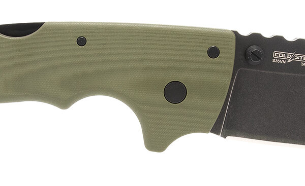 Cold Steel CSFL50MAX 5-Max 5″ Folding Drop Point Plain Black Stonewashed S35VN Blade, 7.13″ OD Green Textured G10 Handle