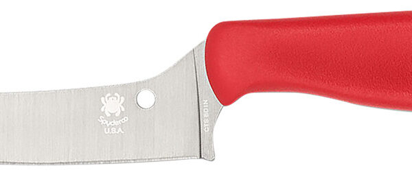 Spyderco K14PRD Z-Cut Pointed 4.40″ Fixed Plain Stonewashed CTS BD1N SS Blade, Red Textured Polypropylene Handle
