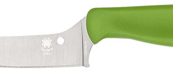 Spyderco K14PGN Z-Cut Pointed 4.40″ Fixed Plain Stonewashed CTS BD1N SS Blade, Green Textured Polypropylene Handle