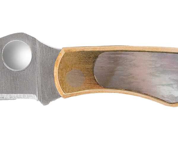 Spyderco C133AP Bug  1.25″ Folding Plain Stonewashed 12C27 Sandvik Blade, Abalone/Nickel Handle