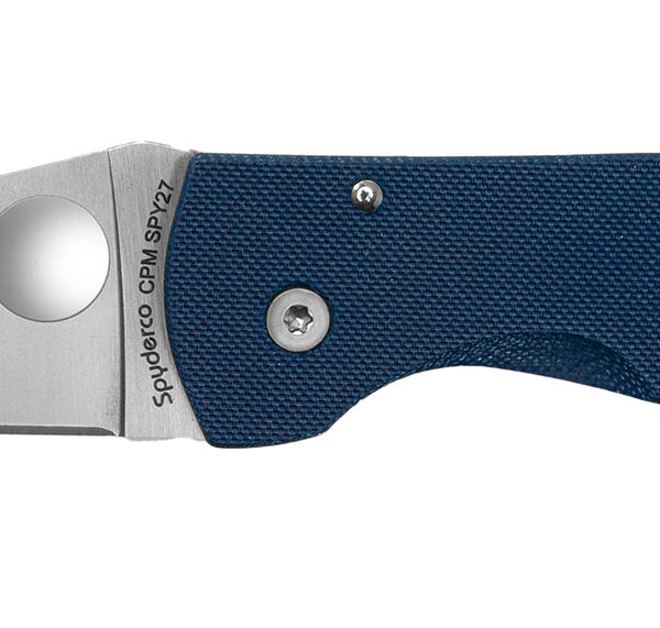 Spyderco C264GPCBL MicroJimbo 2.45″ Folding Wharncliffe Plain Satin CPM SPY27 SS Blade, Cobalt Blue G10 Handle