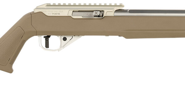 True Precision Inc TP1022FDE3SS TP/22 22 LR 16″ Match Grade Barrel, Clear Coat Silver Anodized Aluminum Receiver w/Picatinny Rail, M-LOK Forend, Flat Dark Earth Magpul Hunter X-22 Polymer Stock