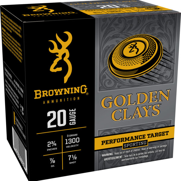 Browning Ammo BGC207 Golden Clays  20Gauge 2.75″ 7/8oz 7.5Shot 25 Per Box/10 Case