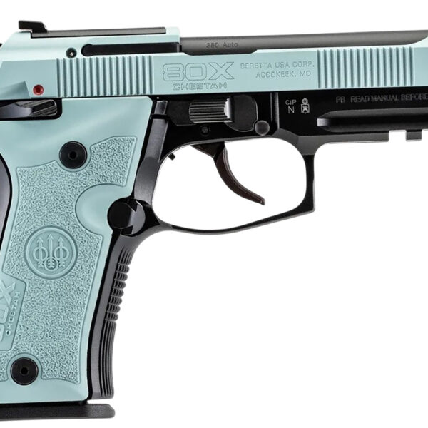 Beretta USA SPEC0715A 80X Cheetah Tactical Micro-Compact Frame 380 ACP 10+1 4.40″ Black Barrel, Blue Steel Optic Ready/Serrated Slide, Blue Aluminum Frame w/Beavertail & Picatinny Rail, Vertec Grip