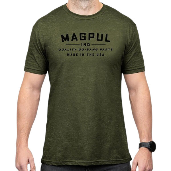 Magpul MAG1112-317  Go Bang Parts Olive Drab Heather Cotton/Polyester Short Sleeve Small