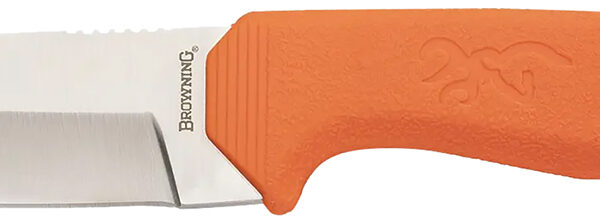 Browning 3220554 Sharp Ridge Skinner 3.50″ Fixed Drop Point Plain 8Cr13MoV SS Blade, Orange Anti-Skid Rubber Handle